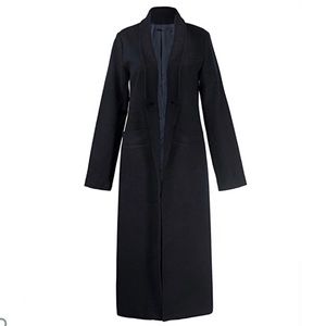 Black Lapel Long Sleeve Coat
